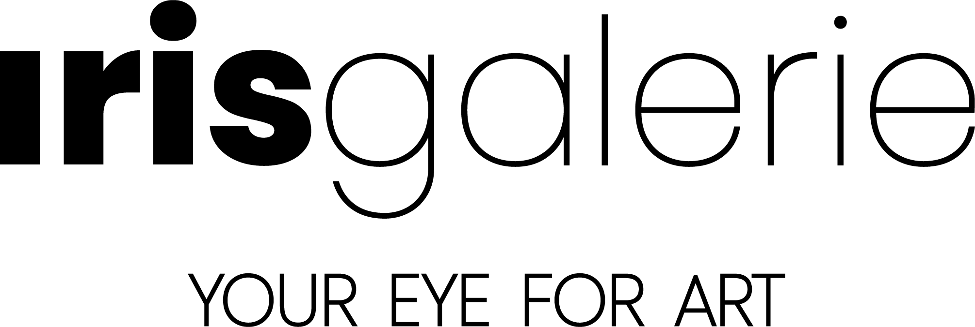 Logotipo de la galería Iris con eslogan